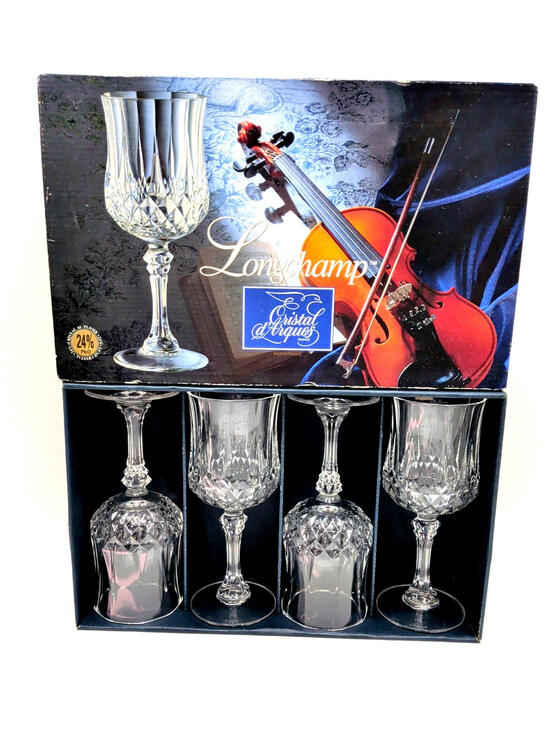Longchamp Other - 4 Cristal d'Arques Longchamp Stemmed Wine Crystal Wine Glass/Goblets France MINT